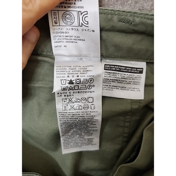 Levis Utility Chino Pants Womens 33 Green Flip Pockets 100% Cotton - Picture 7 of 9